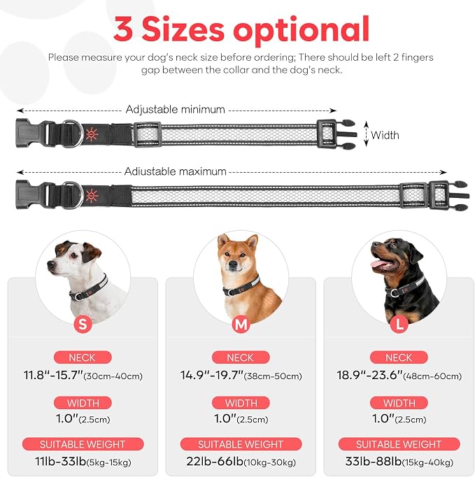 Weesiber Light Up Dog Collar, USB Rechargeable LED Dog Collar Glow in The Dark, Adjustable Reflective Waterproof Dog Collar Light for Night Walking (RGB, M) - Image 3