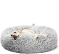 HACHIKITTY Calming Donut Cuddler Dog Bed, Round Fluffy Pet Bed for Large Dogs,Washable, Large, Gray, 30'' by HACHIKITTY
