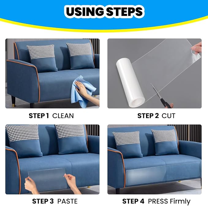 Cat Scratch Furniture Protector: Cat Anti Scratch Tape - Door Protector from Dog Scratching - Clear Training Self Adhesive Tape for Carpet, Sofa, Couch, Door (157in x 11.8in) - Image 3