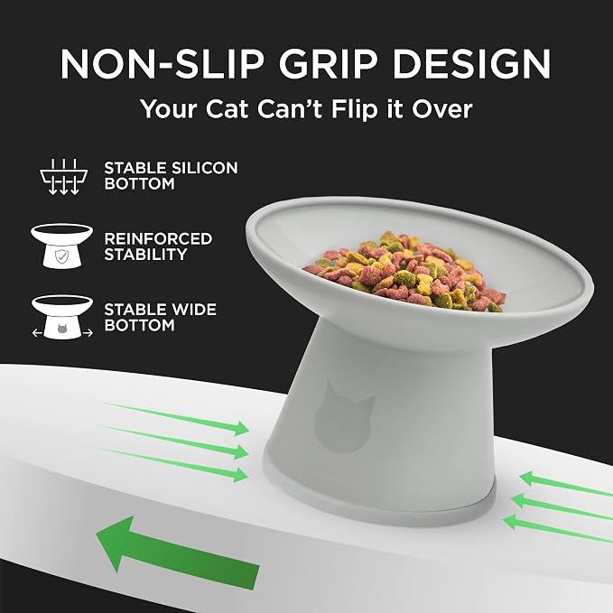 Necoichi BPA-Free Extra-Wide Elevated Cat Food Bowls, 2-Pack (Urban Fog) - Image 5