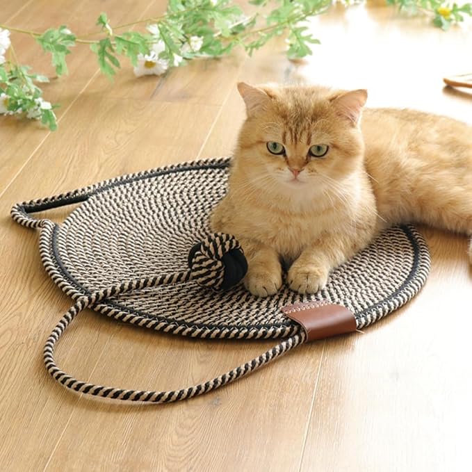 Cat Scratcher Mat, Natural Cotton Rope Cat Scratch Pad, 15.7'' Round Horizontal Floor Cat Scratching Pads for Indoor Cats, Cat Furniture Protector for Wall, Couch, Carpets, Sofas - Image 7