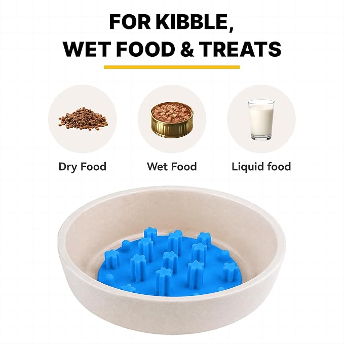 Slow Feeder Insert for Cat and Dog Bowls, Medium 4.8 Inch, Blue | Soft Silicone with 19 Suction Cups, Removable for Easy Cleaning and Best on Smooth, Flat-Bottom Surfaces - Image 6