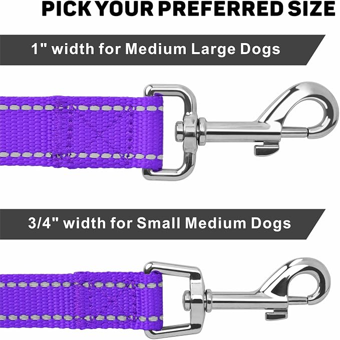 4FT Reflective Dog Leash, Padded Handle for Medium Large Dogs | Comfortable Nylon, Soft Handle Cushioning, Reflective Safety at Night, Training Leash for Park & Hiking (1in, Purple) - Image 4