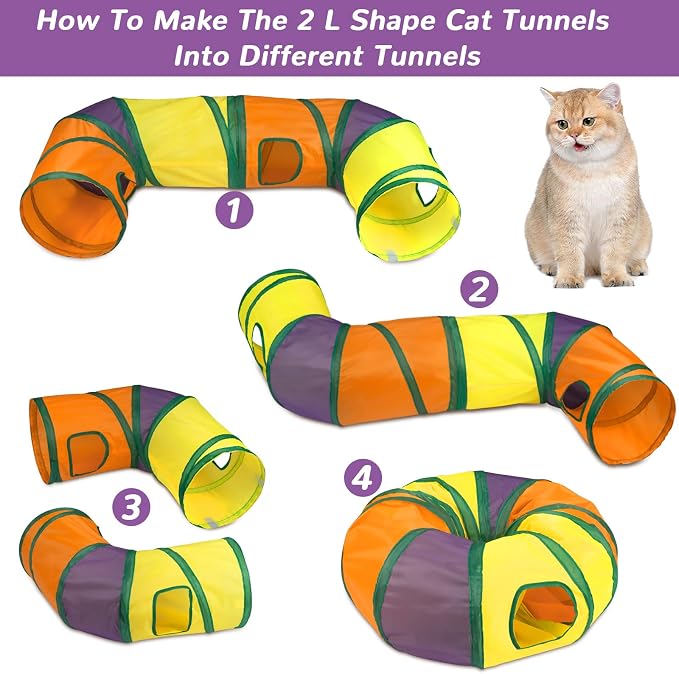Retro Shaw 33PCS Interactive Cat Toys, Cat Play Tunnels for Indoor Cats | Kitten Feather Wand Springs Crinkle Balls Bell Plush Mice Chew Kicker, Relieves Boredom & Anxiety - Image 3