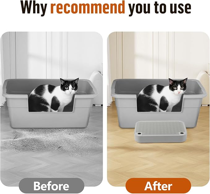 Cat Litter Box Step with Filter Function, Non-Slip Cat Step, Light Grey | Double Layer Litter Box Ramp for Kitten & Elderly Cats, Litter Catcher for Automatic Cat Litter Box, Easy to Clean - Image 5