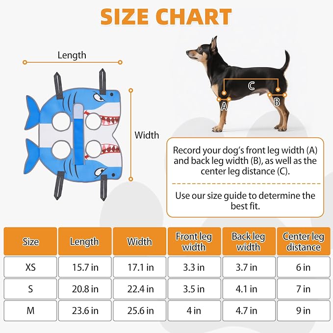 Dog Grooming Hammock for Small Dogs Cats, Cute Shark Design Dog Hanging Harness for Nail Trimming/Clipping, Pet Sling with Grooming Kit and Thick Neck Support & Strap Restraint Claw Care, S - Image 8