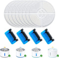 Wonder Creature Cat Water Fountain Filter Replacement 8+4 Pack | 8 Round Carbon Filters and 4 Upgraded Pre-Filter Sponges for 81oz/2.4L Round Stainless Steel Top Cat Fountain by WonderCreature
