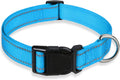 Reflective Dog Collar, Puppy Collar with Buckle Adjustable, Sky Blue XXS | Breathable Nylon Collars for Small Medium Large Dogs, No Chafing on Walks and Outdoor Hikes, Metal D-Ring, Night Safety by BOOMIBOO