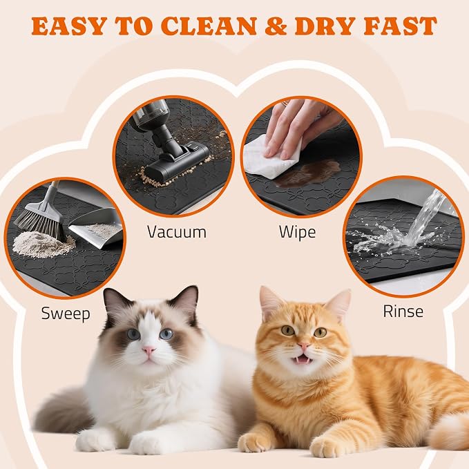 Pawtners Cat Litter Mat Extra Large 42" X 30", Easy to Clean | Non-Slip Kitty Litter Mat for Floor, Waterproof & Urine-Proof Cat Litter Mat Litter Trapping Mat, Soft on Kitty Paws - Image 6