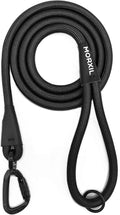 Rope Dog Leash, 4 ft Heavy Duty Dog Leash with Aviation Aluminum Auto Locking Carabiner, Strong Nylon Pet Lead for Small, Medium, Large Dogs (Black, 4FT) by MORXIL