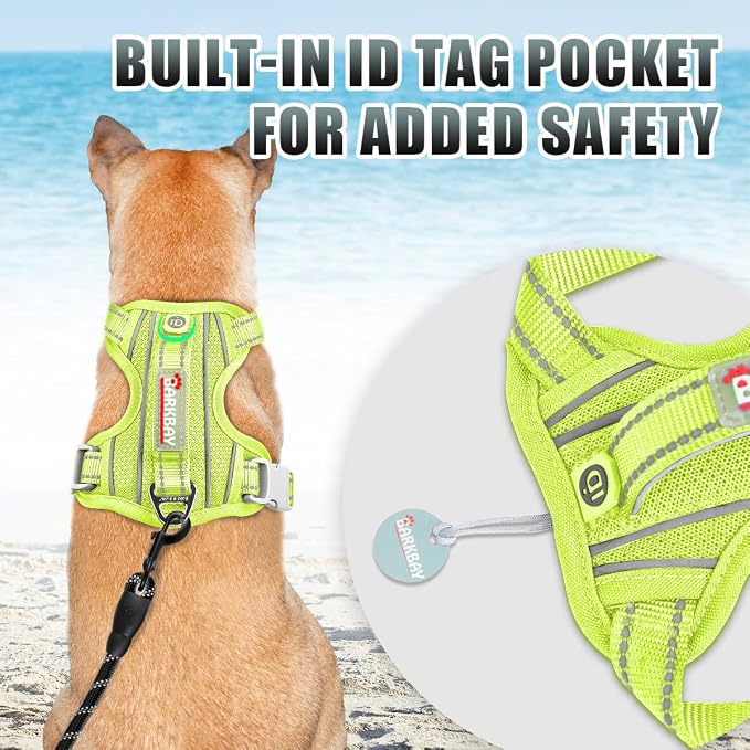 BARKBAY No Pull Dog Harness Large Reflective Dog Harness with Front Clip and Easy Control Handle for Walking Training Running with ID tag Pocket(Sunlight,M) - Image 2