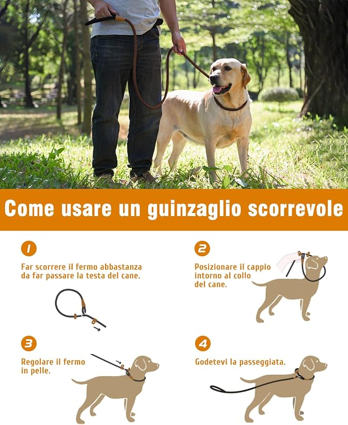 2 Pack Dog Leash Slip Lead Braided Rope Pet Training Loop Leashes 6ft 8ft | Lynxking Strong Heavy Duty 1/2" 3/8", Durable Padded Handle No Pull Basic Training Nylon Lead,Small Medium Large Dogs Puppy - Image 5