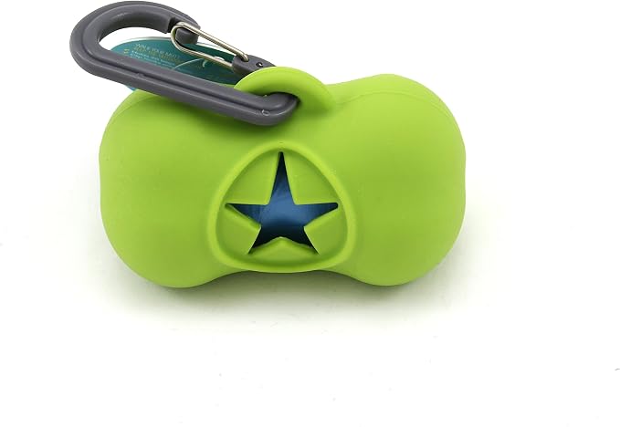 Messy Mutts Silicone Dog Poop Bag Holder with Carabiner, Green | Silicone Dog Poop Bag Dispenser With Carabiner Clip And 15 Bag Starter Roll, Fits Standard Rolls - Image 2
