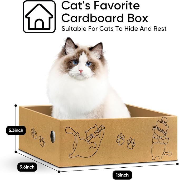 5 Packs Cat Scratcher Set with Storage Box, 2 Wave Lounge Pads + 3 Flat Corrugated Cardboard Scratch Pads for Indoor Cats, Replaceable Scratch Boards to Protect Furniture - Image 4