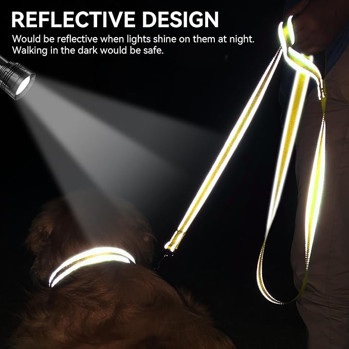 Joytale Reflective Dog Leash for Small Dogs, 5 FT x 3/4", Yellow | Heavy Duty Nylon Webbing, Padded Handle for Comfort, Visible at Night, for Walking & Training - Image 4