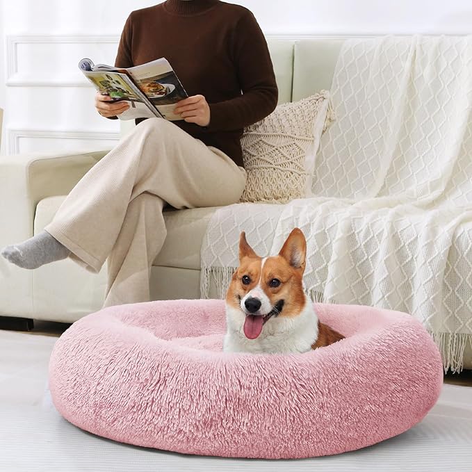 JOLLYVOGUE Dog & Cat Bed, Calming Anti-Anxiety Pet Bed for Small Dogs, Fluffy Donut Cushion for Small and Medium Pets (20") - Image 7