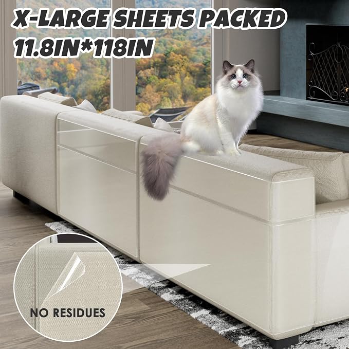 Anti Cat Scratching Scratch Furniture Protector (Roll 118" × 11.8") | High Quality and Transparent Vinyl Anti Cat Scratching - Image 2