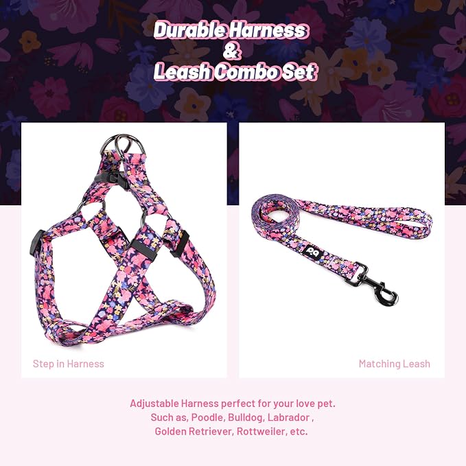 Dog Harness Leash Set Adjustable Heavy Duty No Pull Halter Harnesses for Small Medium Large Breed Dogs Back Clip Anti-Twist Perfect for Walking - Image 5