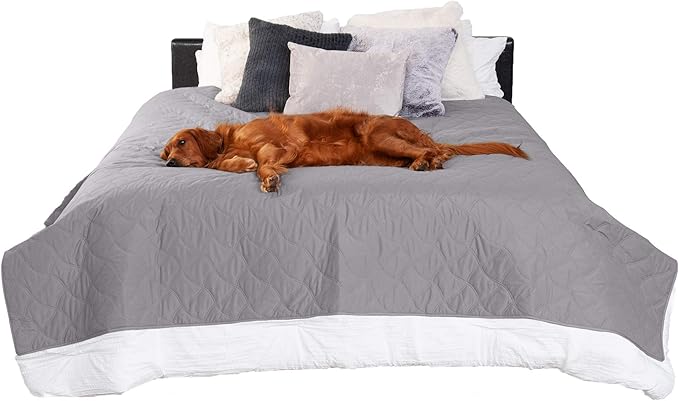 Furhaven Waterproof & Non-Slip Queen Size Mattress Cover Protector for Dogs & Cats, Washable, For Beds, Couches, & Car Seats - Quilted Twill Blanket Mattress Cover - Gray, Large/Queen Size by FurHaven