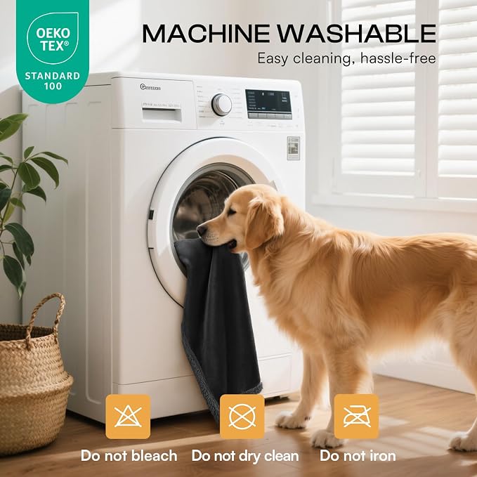 Luciphia Waterproof Bed Blanket Washable,Soft Sherpa Fleece Puppy Reversible Throw Blankets for Medium Large Dog Cat,Furniture Cover Protector Couch Bed from Liquid Pee and Pet Fur, Black,85" x 57" - Image 4