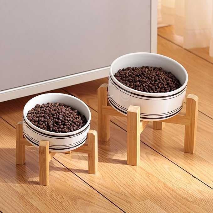 Elevated/Raised 15°Tilted Anti Slip Ceramic Dog Bowl for Small/Medium Breeds,Slanted Bulldog Big Face Pet Food Water Feeding Dish with Stand for Cats and Dogs (3.6 Cups/28 OZ) Black Striation - Image 6