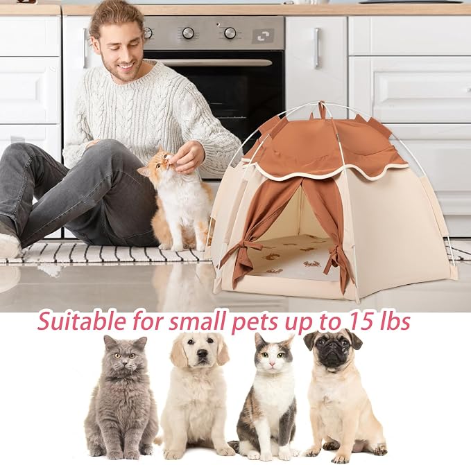 Gigreinc Cat Tent for Indoor, Indoor Dog House,Kitten Tent Suitable for Samll Dogs,Pet Cute Cave Nest Dog Houses(Beige, Large) - Image 6