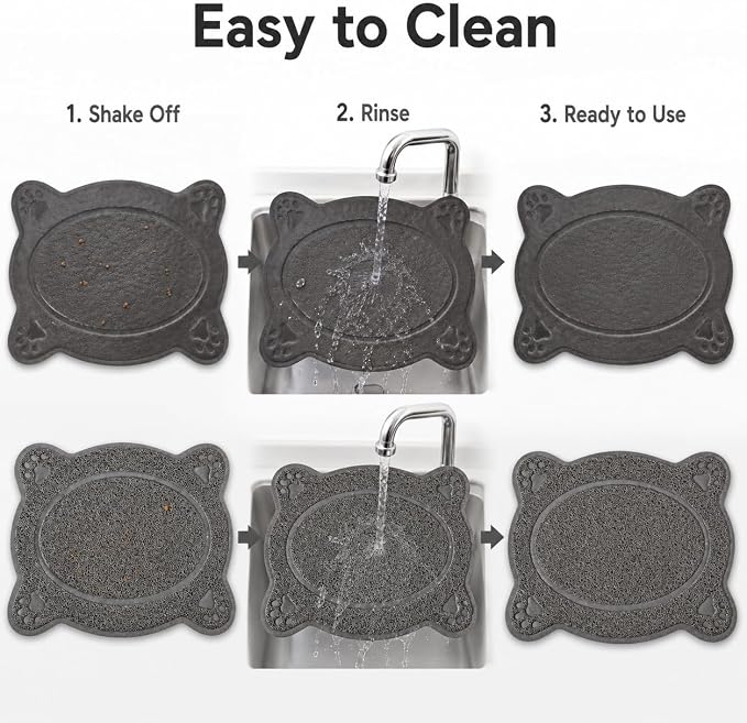 Bulk Buys Cat Litter Box Mat, Soft PVC Coil Mesh Litter Trapping Mat, Helps Control Scatter and Mess, Non-Slip Backing, Easy to Shake, Vacuum or Rinse Clean, 23 x 17 Inch, Gray Paw Design - Image 5