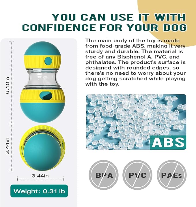 BSISUERM Dog Puzzle Toy Adjustable Treat Dispensing Ball Food Dispenser Tough Slow Feeder Puppy Enrichment Training Toy Pet Interactive Chase Toys for Small Medium Large Dogs to Keep Them Busy, Green - Image 5