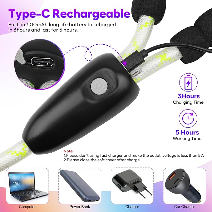 Light Up Dog Leash with Collar 2-in-1, 14 LED Modes Reflective Leash for Medium Large Dogs, USB Rechargeable Waterproof Adjustable Night Walking for Safety - Image 5