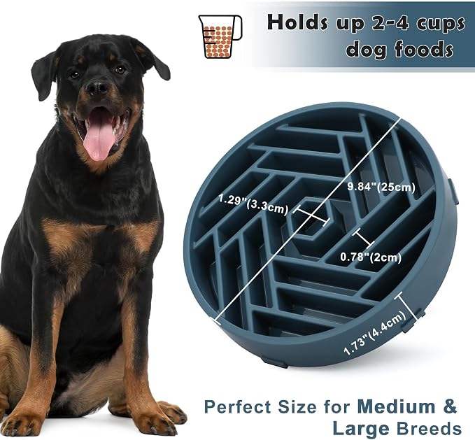 TOBYTO Slow Feeder Dog Bowls Large Medium Breed,Anti-Choking Slow Eating Dog Food Bowl,Non Slip Pet Slower Food Feeding Bowls Large Puzzle Slow Feeder Bloat Stop Maze Dog Dishes,Dark Blue - Image 5