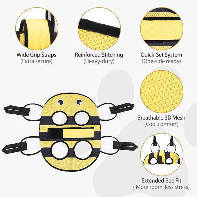 Dog Grooming Hammock for Small Dogs Cats, Cute Bee Design Dog Hanging Harness for Nail Trimming/Clipping, Pet Sling with Grooming Kit and Thick Neck Support & Strap Restraint Claw Care, M - Image 3