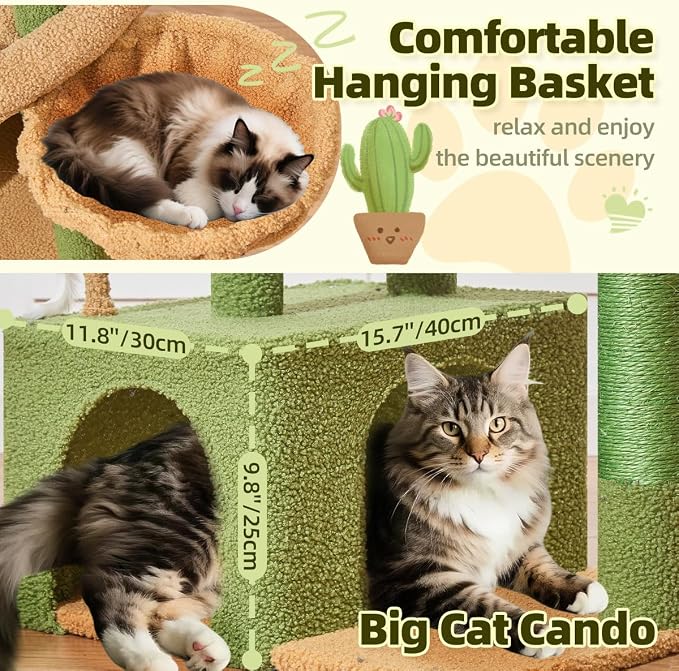 Taoqimiao 32.2in Cat Tree with Toy, Small Cat Tower for Indoor Cats, MS043T | Easy assembly, Sturdy, Multi Level, Easy Clean, Cozy Condo, Perches, Baskets, Suitable for Kittens and Adult Cats - Image 3