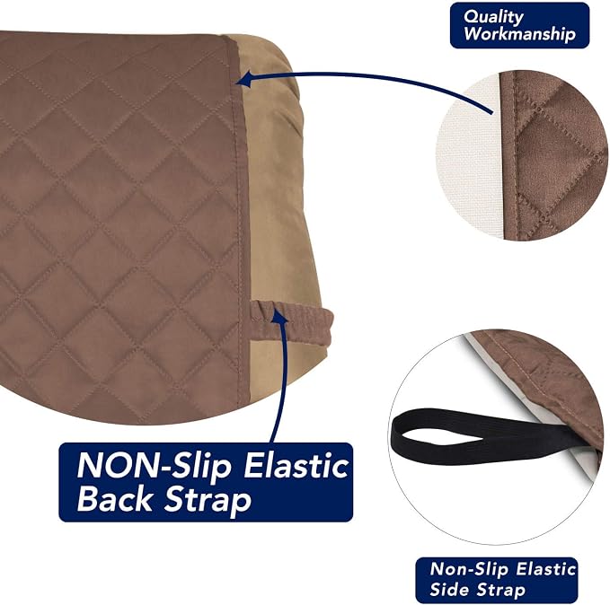 PureFit Reversible Recliner Chair Covers Couch Covers for Dogs, 19 in | Brown/Beige, Water Resistant Couch Protector, Washable Pet Couch Cover with Non Slip and Elastic Straps For Kids - Image 3