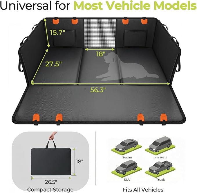 Back Seat Extender for Dogs, Hard Bottom Dog Car Seat Cover, Upgraded Waterproof PU Leather, Easy to Clean, Anti-Scratch & Durable Hammock for Full Size Trucks, Holds 400lbs - Image 7