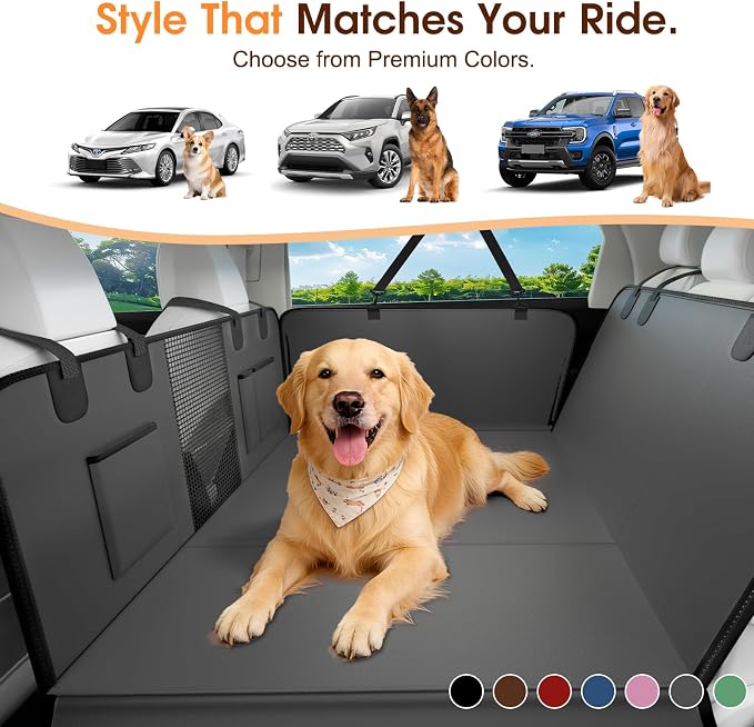 Hard Bottom Dog Car Seat Cover, 52"×65", Waterproof PU Leather | Stable Hard Bottom Support for Comfortable Rides with Large Dogs - Image 7