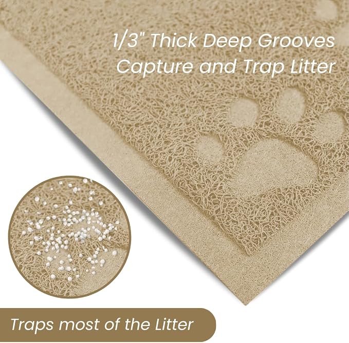 Andalus Large Cat Litter Mat, Pack of 1 - Waterproof, Non-Slip & Easy to Clean Cat Litter Box Mat for Extra Efficient Pet Litter-Trapping, Beige (30” X 18”) - Image 4