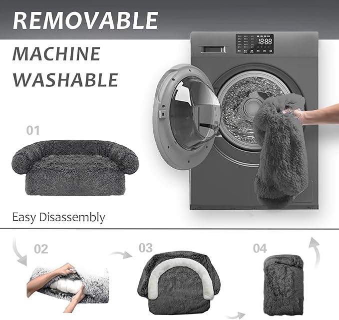 Calming Dogs/Cats Bed Mats, Dog Pad Washable Removable Couch Cover, Plush Long Fur Mat for Pets, Waterproof Lining, Perfect for Small, Medium and Large Dogs and Cats (Dark Gray, 59"x39") - Image 5