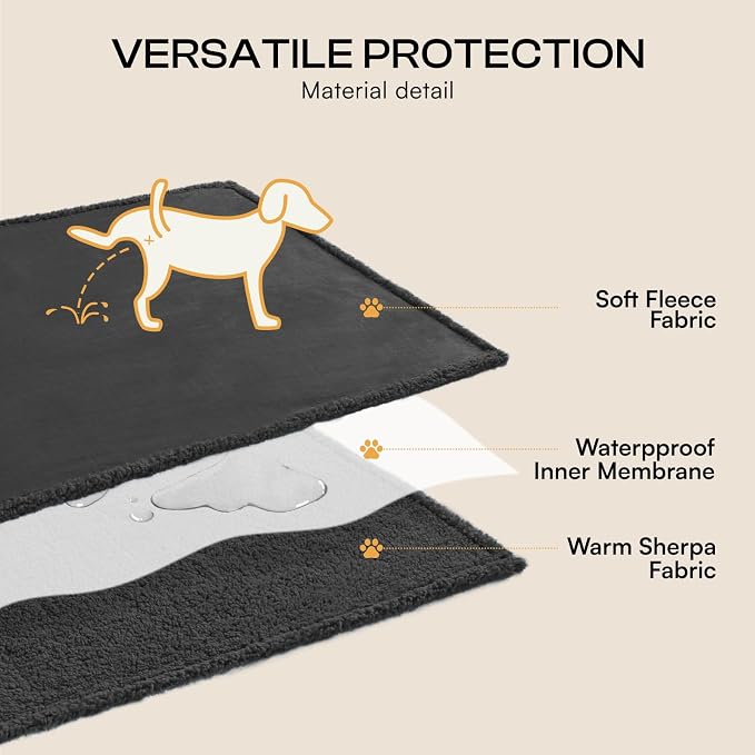 Luciphia Waterproof Blanket for Large Dog, Reversible Sherpa Bed Cover | waterproof pet blanket sherpa fleece reversible couch cover bed protector from spills scratches, Black 100" x 85" - Image 4