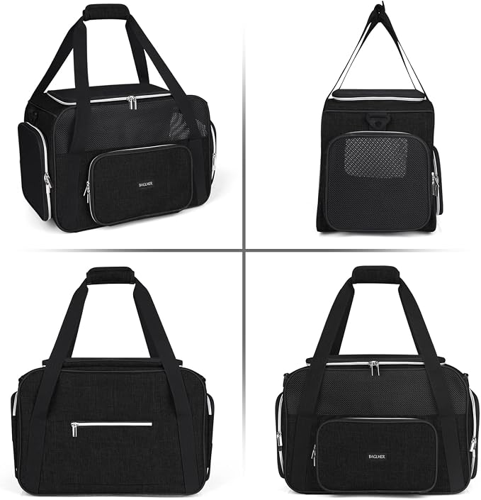 BAGLHER Pet Travel Carrier, Cat Carriers Dog Carrier for Small Medium Cats Dogs Puppies, Airline Approved Small Dog Carrier Soft Sided, Collapsible Puppy Carrier. Black - Image 4
