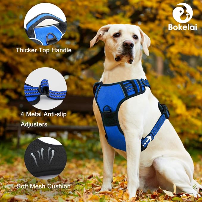 No Pull Dog Harness for Medium Large Dogs Adjustable Reflective Pet Vest Harness for Small Dogs Front Clip Harness Easy Control Handle Best for Outdoor Training and Walking Blue S - Image 4