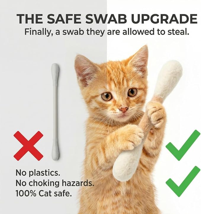 Glaciart One MINI Swabs Cat Toys with Catnip - 6 Pk | Durable for Chew, Cute Cat Toys Interactive Kitty for Boredom, Exercise, & Play | Filled w/Organic Catnip for Anxiety & as Digestive Aid - Image 2