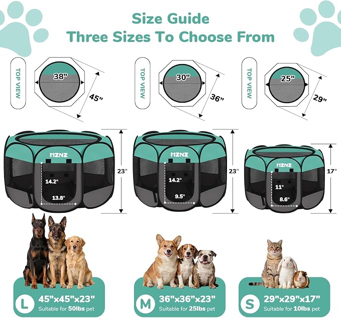 Dog Cat Small Animal Puppy Playpen Crate, Small, Blue | Portable Pop Up Pet Cage Enclosure Tent Kennel Indoor Outdoor with Carrying Case, No Assembly, Camping Use - Image 2