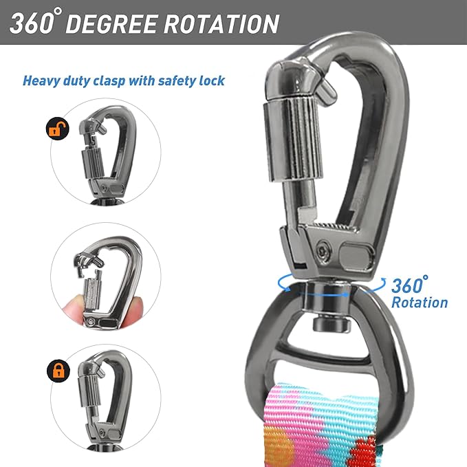 Hotsky Tactical Bungee Shock Absorbing No Pull Dog Leash,Leaves,4-6FT | Heavy Duty for Medium Large Dogs That Pull up to 660 lb,with Padded Double Handle ＆ Car Seatbelt,360°Rotating Locking Clasp - Image 9