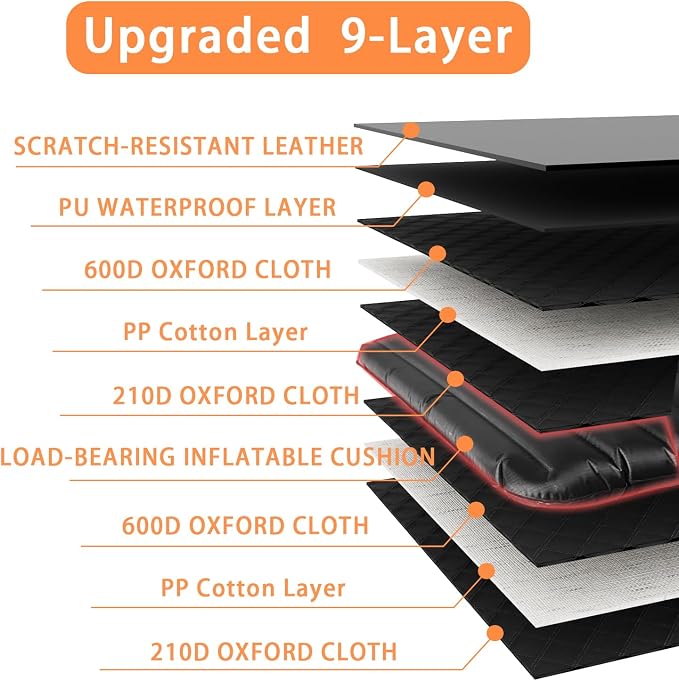 Car Back Seat Pet Cover for Dogs Back Seats Protector, Soft Inflatable Cushion Backseat Extender Comfortable Dog Hammock, Waterproof Dog Bed Rear Travel Accessories for Car,SUV,Truck - Image 9