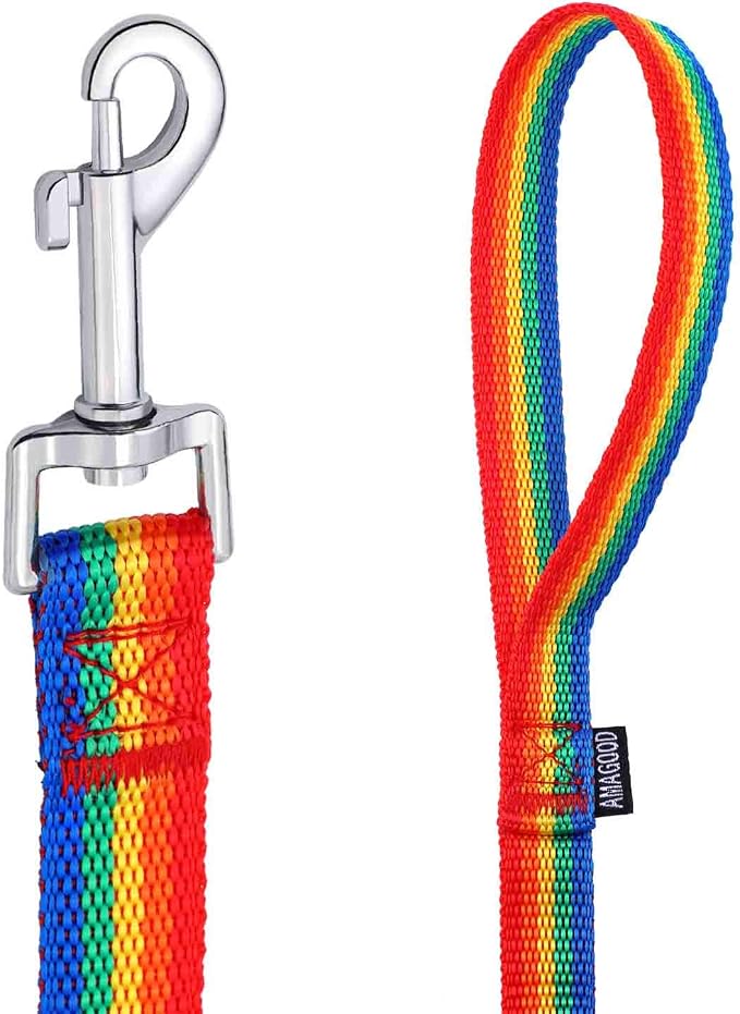 AMAGOOD 6 FT Puppy/ Dog Leash, Strong and Durable Traditional Style Leash with Easy to Use Collar Hook, Great for Small and Medium Dogs (3/4 in x 6 ft(Pack of 1), Rainbow) - Image 5