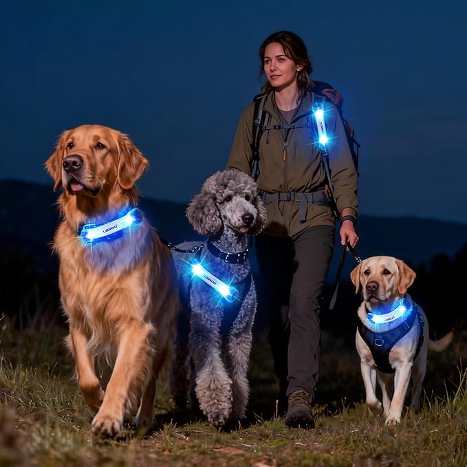 LaRoo LED Dog Collar Light, Hook & Loop Pet Safety Night Light, Glowing LED Strip for Dog Collar Leash Harness, High Visibility Waterproof Dog Lights for Night Walking Running Camping (Blue) - Image 7