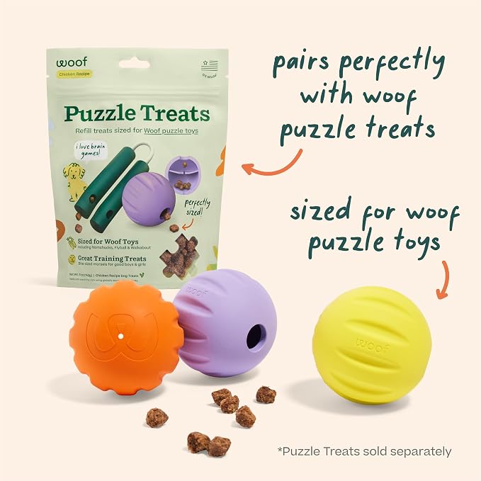 WOOF Flyball Fetch Ball & Dog Treat Dispenser Toy, 3-Pack | 2-in-1 fetch ball, fits standard ball launchers, treat dispenser, durable rubber, dishwasher safe, puzzle enrichment - Image 8