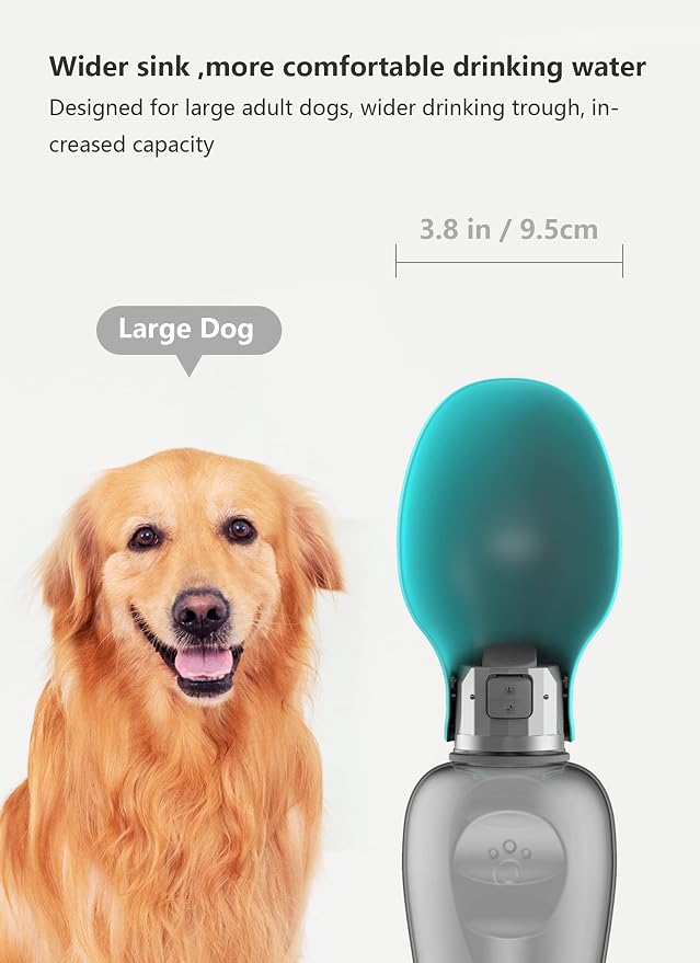 Kalimdor Dog Water Bottle, Leak Proof Portable Puppy Water Dispenser with Drinking Feeder for Pets Outdoor Walking, Hiking, Travel, Food Grade Plastic (27oz Pink) - Image 3