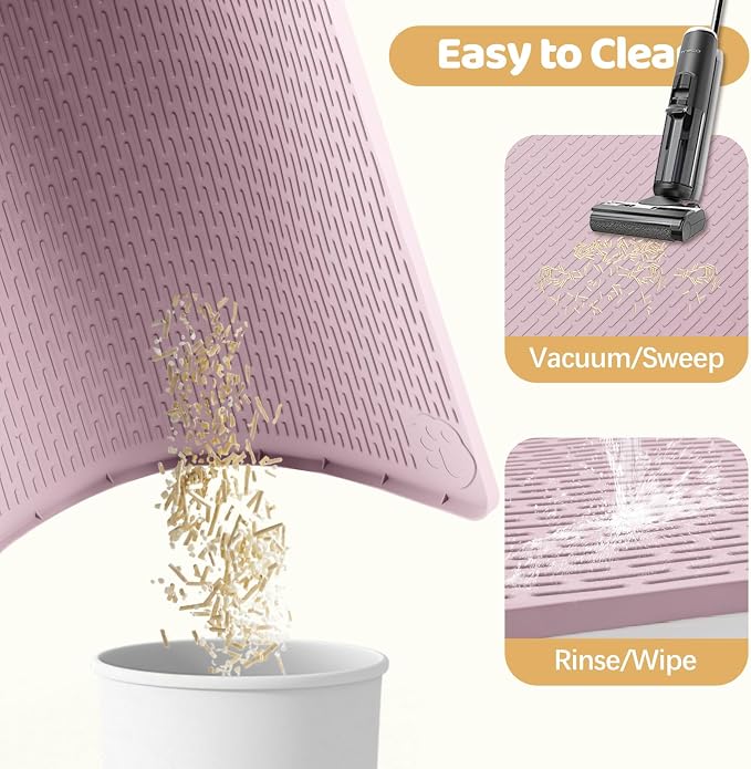 Silicone Cat Litter Mat for Litter Box 50”x35” Large Cat Mat, Pink | Waterproof, Non-Slip, Leak-Proof Rug Mat with Lip, Easy to Clean, Extra Large Litter Catcher Mat for Floor - Image 5
