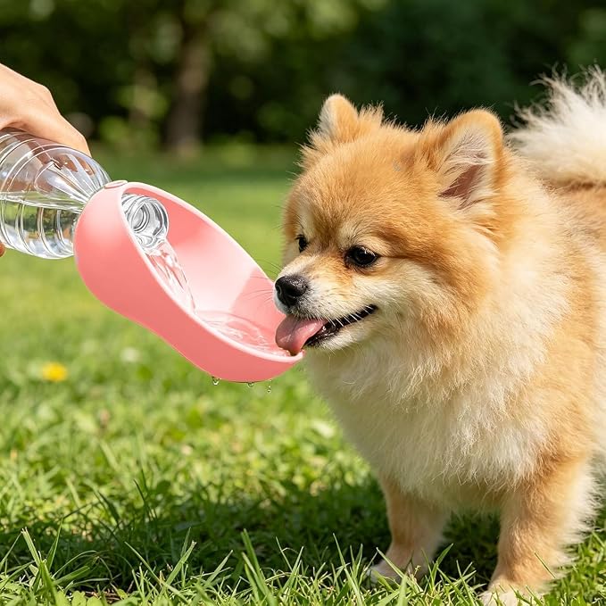 Dog Water Bottle Adapter Portable Silicone Dog Water Dispenser for Standard Water Bottles Leak Proof Outdoor Pet Water Feeder Bowl for Dog Cat Walking Hiking Travel Foldable Leaf Design - Image 7